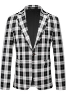 Men's Plaid Slim Fit Black and White Check Suit