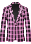 Costume à carreaux violet et noir pour homme, coupe slim