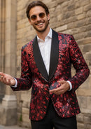 Chaqueta de lentejuelas para hombre con estrellas fugaces rojas