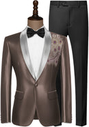 Men's Sequin Embroidered Shawl Lapel Red Tuexdo
