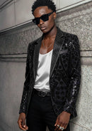 Men's Sequin Six-pointed Star Black Luxury Tuxedo