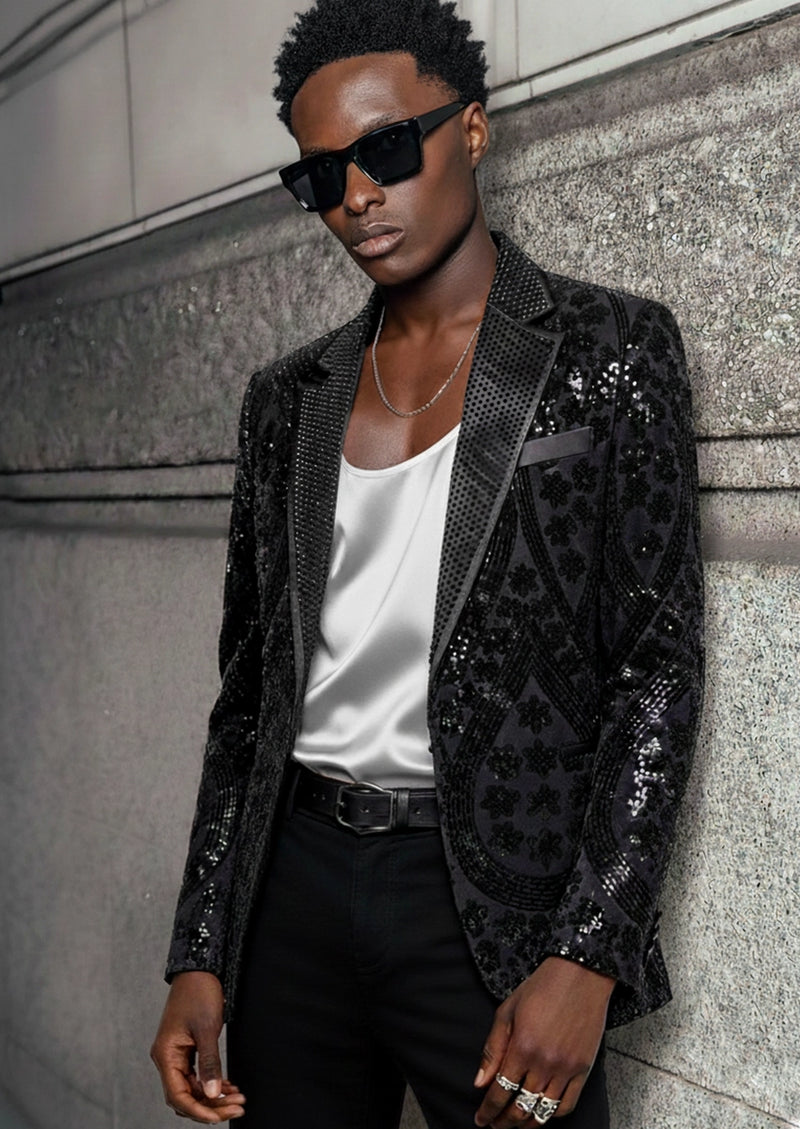 Men's Sequin Black Luxury Tuxedo
