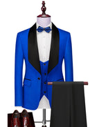 Men's Shawl Collar 3-Piece Jacquard Navy Tuxedo