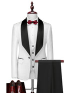 Men's Shawl Collar 3-Piece Jacquard White Tuxedo