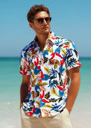 Men's Short Sleeve Hawaiian Shirt Wrinkle-free and Breathable Maple Red1