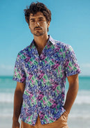 Men's Short Sleeve Hawaiian Shirt Wrinkle-free and Breathable Violet1