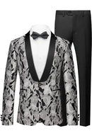 Silver Jacquard Black Tuxedo