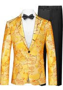 floral jacquard gold blazer