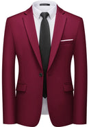 Men's Slim Fit Classic One Button Burgundy Blazer