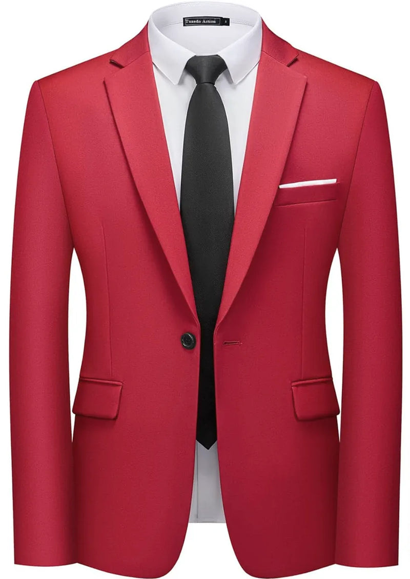 Men's Slim Fit Classic One Button Red Blazer