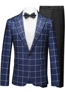 navy plaid casual blazer