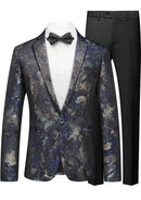 Veste homme coupe slim à un bouton, imprimé abstrait, bleu marine