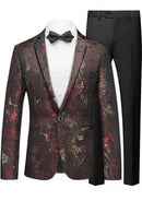 Chaqueta marrón ajustada con estampado abstracto de un botón para hombre