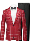 red plaid casual blazer