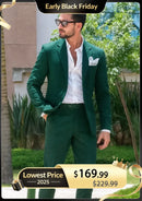 Men's Stylish 3-Piece Dark Green Suit