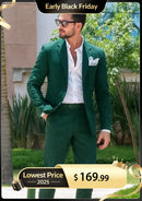 Men's Stylish 3-Piece Dark Green Suit