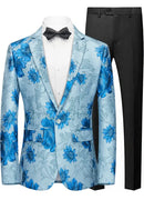 Blue Floral Jacquard Blazer - 1