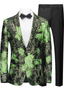 Veste élégante en jacquard floral vert noir pour homme