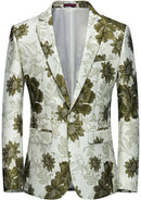 Veste élégante en jacquard floral vert olive pour homme