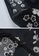 Veste noire en jacquard argenté style Tang pour homme