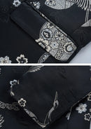 Veste noire en jacquard argenté style Tang pour homme