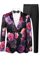 Rose Print Black Blazer