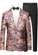 Chaqueta de esmoquin con pintura de tinta rosa estilo vintage para hombre