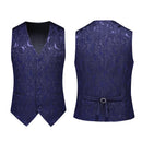 Men's 3-Piece Rose Embroidery Shawl Lapel Navy Suit