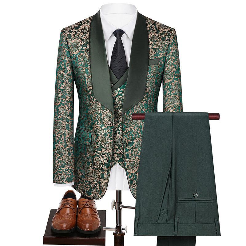 Gold Damask Green Suit