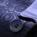 Men's 3-Piece Rose Embroidery Shawl Lapel Navy Suit