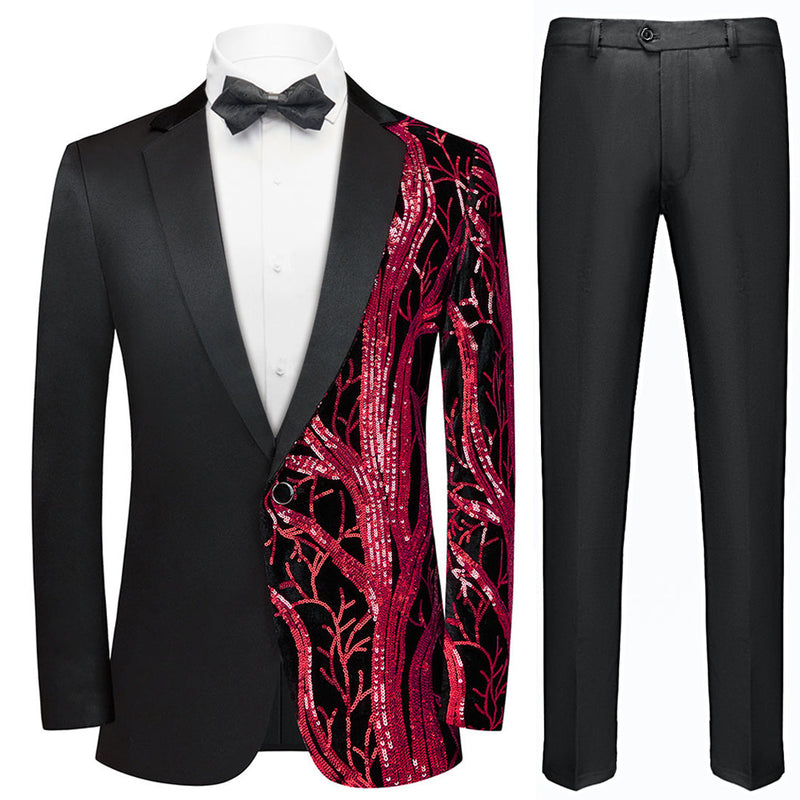 black and red tuxedo