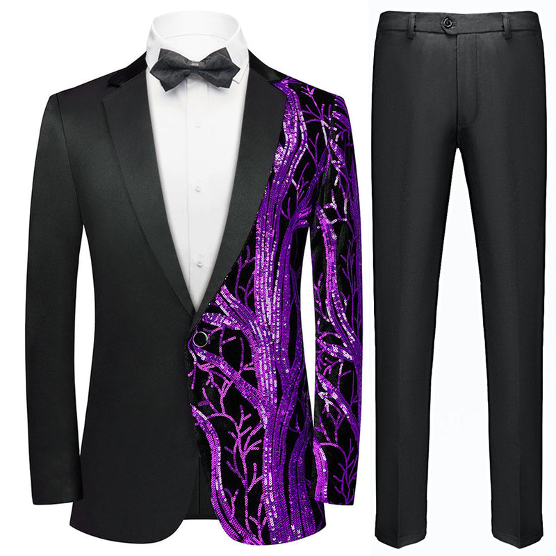 purple and black tuxedo
