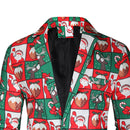 Men's 3-Piece Christmas Element Printed Red Suit