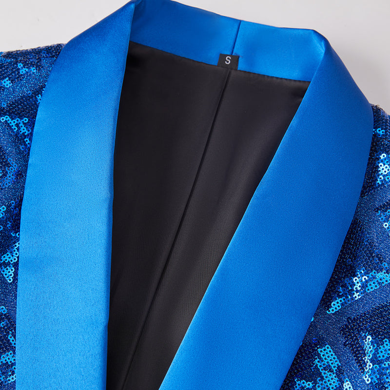 blue tuxedo jacket details