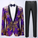 purple and gold tuxedo