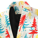 Men's 3-Piece Christmas Trees Printed White Suit