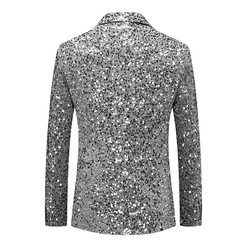 Men's Silver Sequin Polka Dot Silver Jacket - Main Image