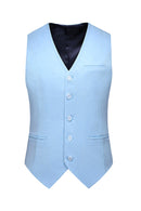 Men's 3-Piece Stylish Elegance Slim Fit Classic Light Blue Suit