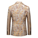 Esmoquin informal de dos piezas con un solo botón dorado para hombre