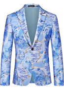floral jacquard blue blazer