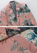 Blue Jacquard Pink Suit