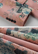 Blue Jacquard Pink Suit