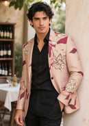 Floral Jacquard Pink Blazer