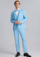 Men's 3-Piece Stylish Elegance Slim Fit Classic Light Blue Suit