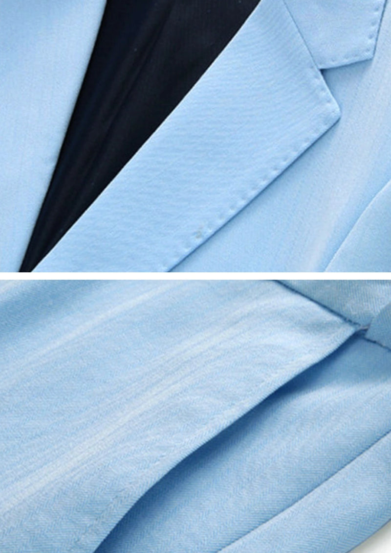 Costume 3 pièces pour homme, coupe slim, bleu clair classique et élégant