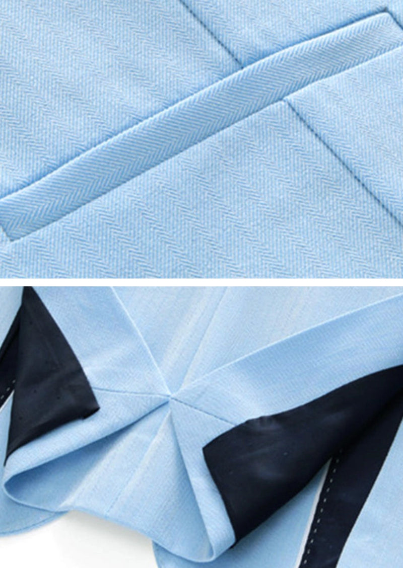 Costume 3 pièces pour homme, coupe slim, bleu clair classique et élégant