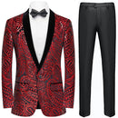 Burgundy Paisley Black Suit