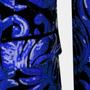 Men's Sparkle Floral Blue Sequin Tuxedo Jacket
