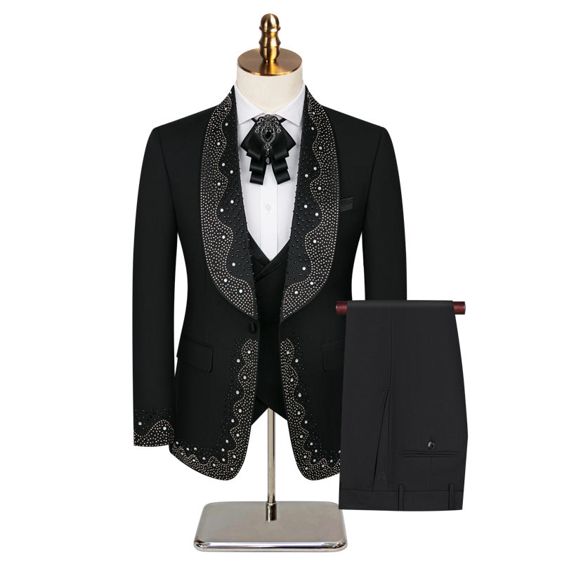 Rhinestone Wedding Black Tuxedo