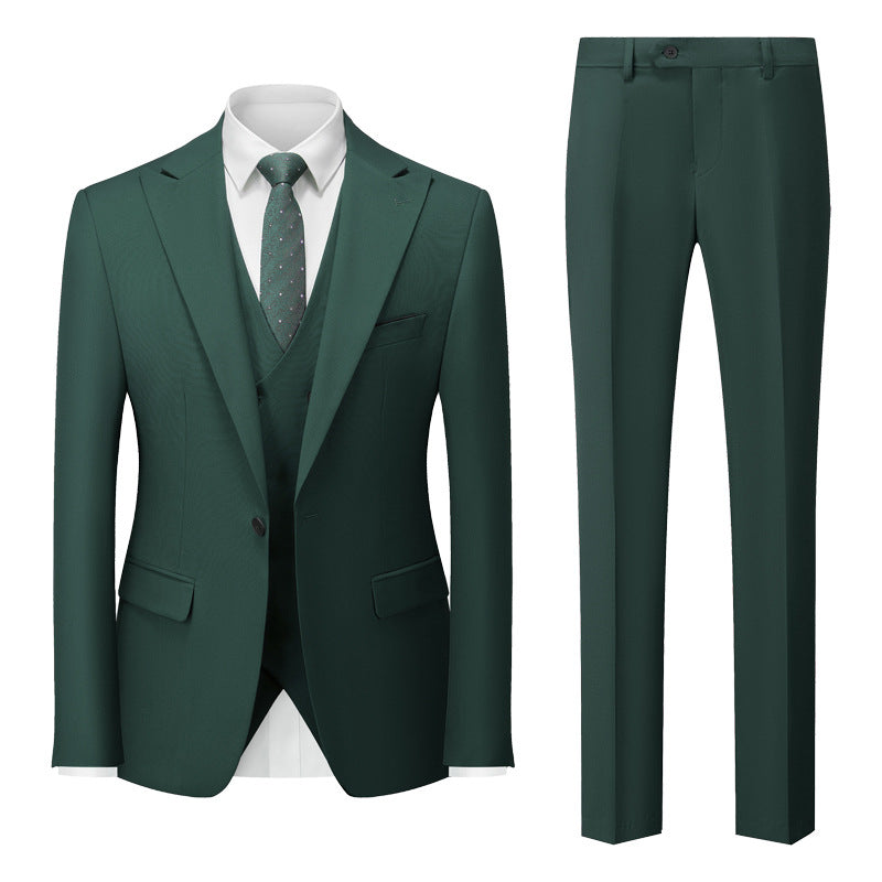 3 Pieces Dark Green Dinner Suit for Men with Peaked Lapel